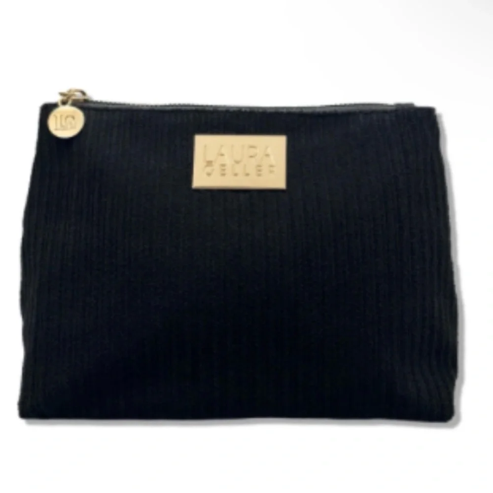 LAURA GELLER  Quilted Burgundy Make-Up Bag And Black 9